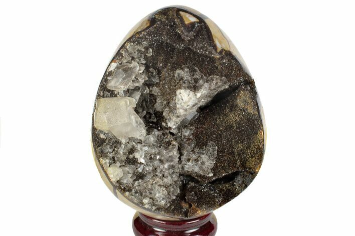 Septarian Dragon Egg Geode - Black Crystals #191469